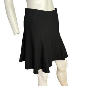 Theory Black Ponte Knit Fit & Flare Knee Length Skirt Size Small